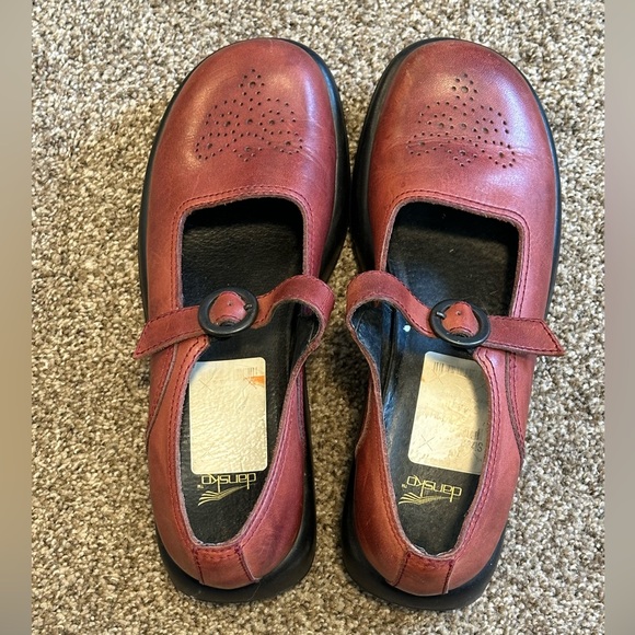 Dansko Mary Jane Shoes Red Leather Platform Comfort Size 42 Us 11.5 - Picture 1 of 5